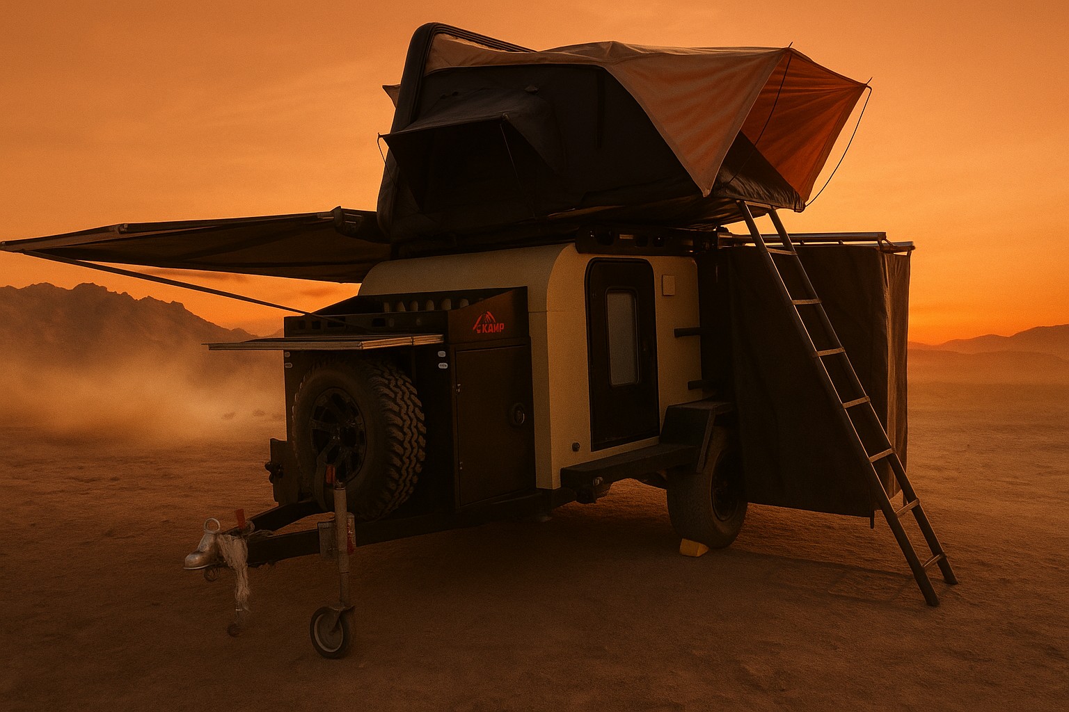 Atacama al atardecer: 4KAMP con toldo y carpa superior